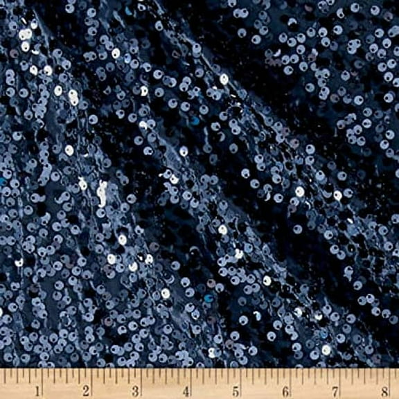 AK TRADING CO. 54" Wide 100% Polyester Sequins Taffeta Fabric - by The Yard - Perfect for Decor, Home, Event Decor, DIY Arts & Crafts and More. - Navy Blue, 5 Yards