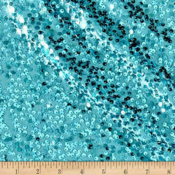 AK TRADING CO. 54" Wide 100% Polyester Sequins Taffeta Fabric - by The Yard - Perfect for Decor, Home, Event Decor, DIY Arts & Crafts and More. - Turquoise, 1 Yard