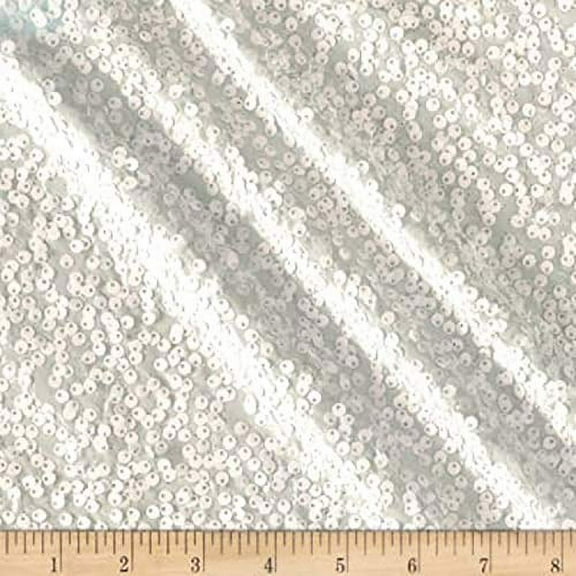 AK TRADING CO. 54" Wide 100% Polyester Sequins Taffeta Fabric - by The Yard - Perfect for Decor, Home, Event Decor, DIY Arts & Crafts and More. - White, 5 Yards