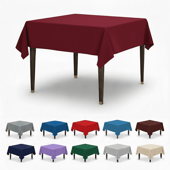 AK TRADING CO. 54" x 54" Polyester Square Tablecloth - Perfect for Any Occasion Like Parties, Wedding, Buffet Decoration, Indoor & Outdoor Use (Burgundy)