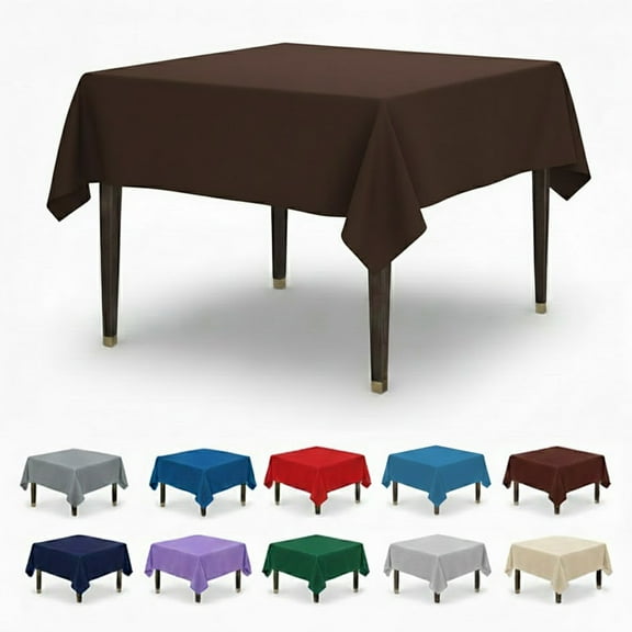 AK TRADING CO. 54" x 54" Polyester Square Tablecloth - Perfect for Any Occasion Like Parties, Wedding, Buffet Decoration, Indoor & Outdoor Use (Dark Brown)