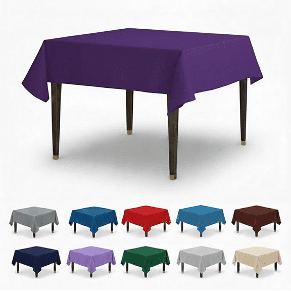 AK TRADING CO. 54" x 54" Polyester Square Tablecloth - Perfect for Any Occasion Like Parties, Wedding, Buffet Decoration, Indoor & Outdoor Use (Purple)