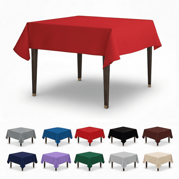 AK TRADING CO. 54" x 54" Polyester Square Tablecloth - Perfect for Any Occasion Like Parties, Wedding, Buffet Decoration, Indoor & Outdoor Use (RED)