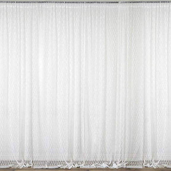 AK TRADING CO. 5FT x 10FT Ivory Premium Rachelle Lace Fabric - Floral Lace Sheer Curtain with Rod Pockets - 2 Pack