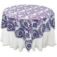 thumbnail image 1 of AK TRADING CO. 60" x 60" Damask Flocked Square Table Top Cover Overlay for Home or Events (Purple/White), 1 of 1
