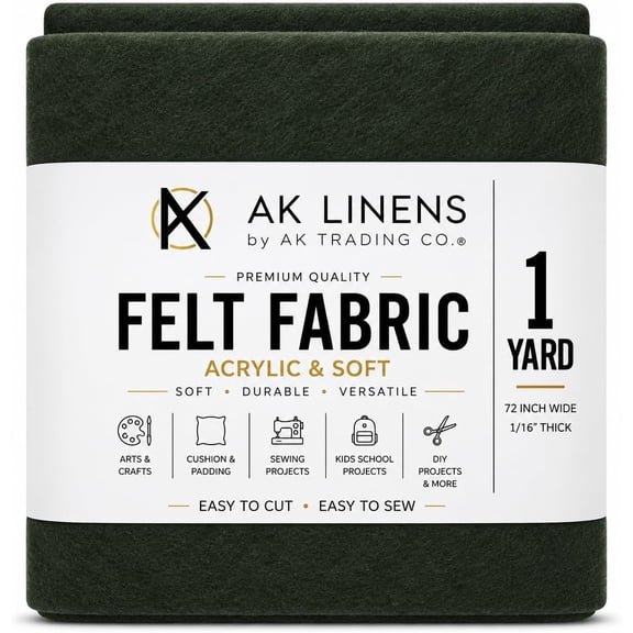 AK TRADING CO. 72-Inch Wide 1/16" Thick Acrylic Felt Fabric for Arts & Crafts, Cushion and Padding, Sewing Projects, Kids School Projects, DIY Projects & More. - Dark Hunter Green, 1 Yard