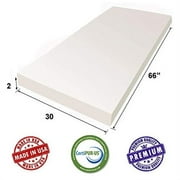 AK TRADING CO. CertiPUR-US Certified Upholstery Foam Sheets Great for Couch Cushions, Mattress Toppers & Foam Batting - 2" Hx 30" W x 66" L