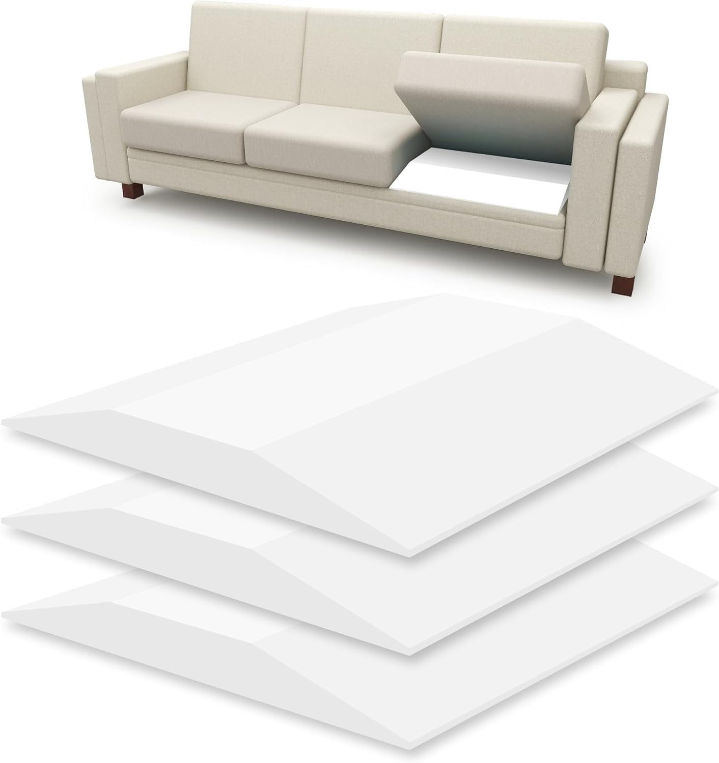 AK TRADING CO. Furniture Seat Support - High-Density 1.8 Density 44-ILD - White Foam Couch Sofa Cushion Support Cushion Sag Repair Replacement for Sofa Couch Loveseat Chair 20" x 20" 3pack