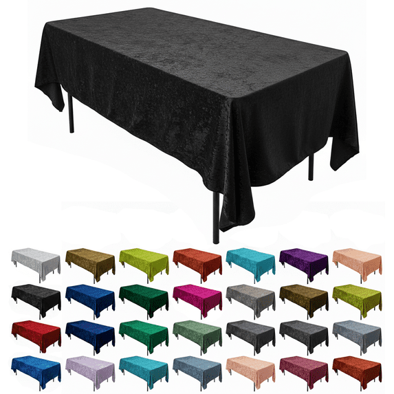 AK TRADING CO. Lush Panne Velvet Tablecloth - 60 x 102 Inch Rectangular Table, Black