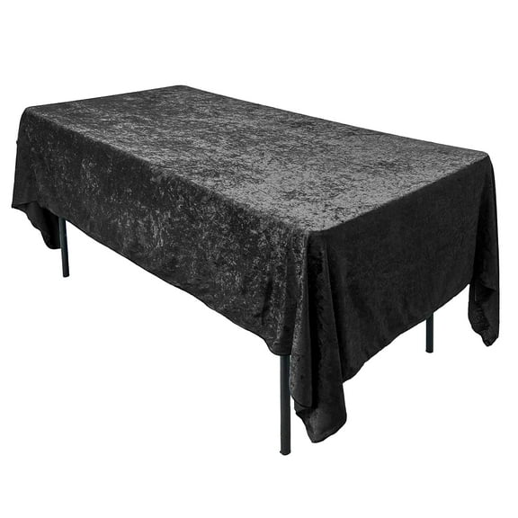 AK TRADING CO. Lush Panne Velvet Tablecloth - 60 x 102 Inch Rectangular Table, Black