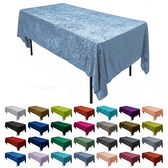AK TRADING CO. Lush Panne Velvet Tablecloth - 60 x 102 Inch Rectangular Table Cover Great for Buffet Table, Parties, Holiday Dinner, Wedding & Baby Shower Baby Blue, 60 x 102 Inch