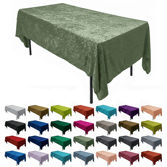 AK TRADING CO. Lush Panne Velvet Tablecloth - 60 x 102 Inch Rectangular Table Cover Great for Buffet Table, Parties, Holiday Dinner, Wedding & Baby Shower Sage Green, 60 x 102 Inch