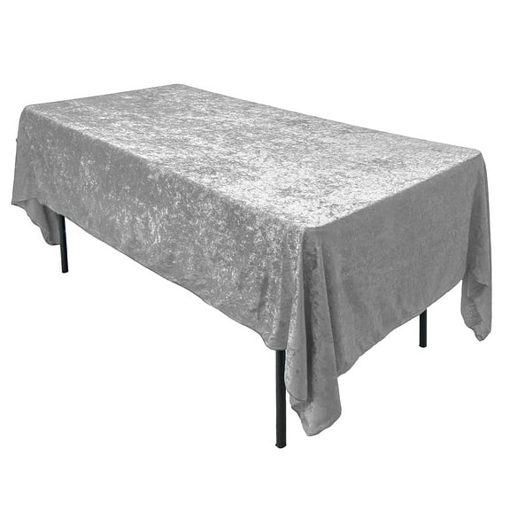 AK TRADING CO. Lush Panne Velvet Tablecloth - 60 x 102 Inch Rectangular Table Cover Great for Buffet Table, Parties, Holiday Dinner, Wedding & Baby Shower Silver, 60 x 102 Inch