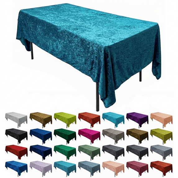 AK TRADING CO. Lush Panne Velvet Tablecloth - 60 x 102 Inch Rectangular Table Cover Great for Buffet Table, Parties, Holiday Dinner, Wedding & Baby Shower - Teal Blue