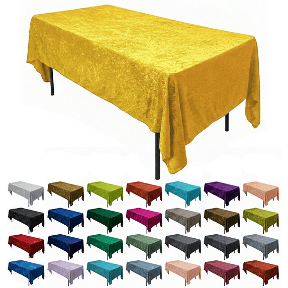 AK TRADING CO. Lush Panne Velvet Tablecloth - 60 x 102 Inch Rectangular Table Cover Great for Buffet Table, Parties, Holiday Dinner, Wedding & Baby Shower - Yellow