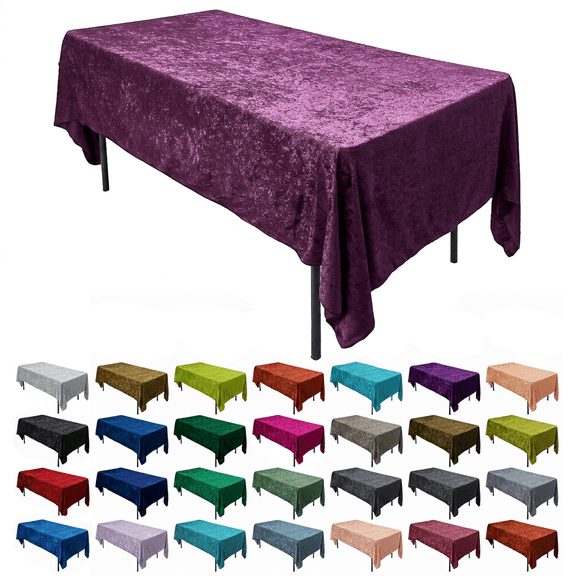 AK TRADING CO. Lush Panne Velvet Tablecloth - 60 x 102 Inch Rectangular Table, Plum