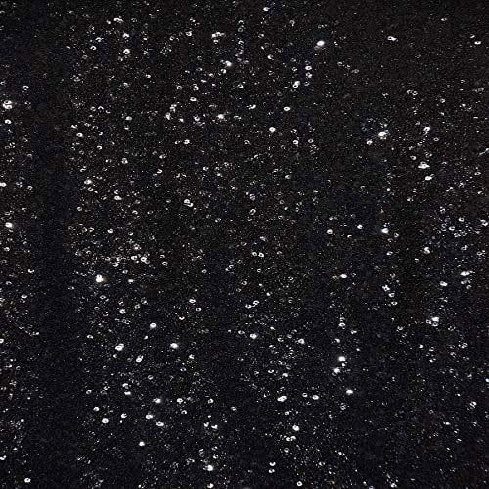 AK TRADING CO. Sparkly Glitz Sequins Beaded Fabric - by The Yard - Perfect for Decor, Home, Clothing, Event Decor, DIY Arts & Crafts and More. - Black, 25 Yards