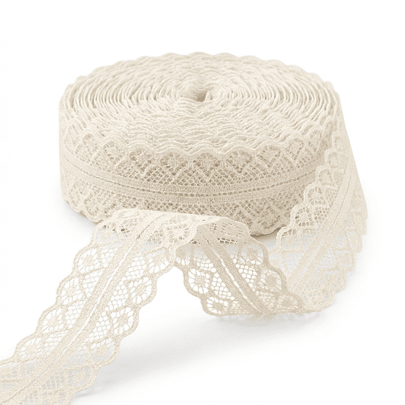 AK-Trading Floral Lace Ribbon 1 Inch x 10 Yards for Crafts and Decoration- Ivory