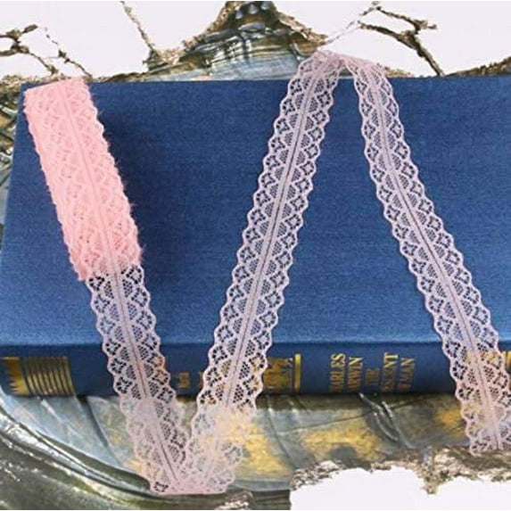AK-Trading 1" Wide x 10 Yards Floral Pattern Lace Ribbon for Decorating, Floral Designing and Crafts - Salmon