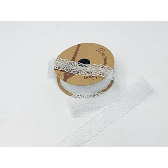 AK-Trading 1" wide x 10 yards Floral Pattern Lace Ribbon for Decorating, Floral Designing and Crafts - WHITE