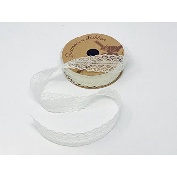 AK-Trading 1" wide x 25 yards Ivory Floral Pattern Lace Ribbon for Decorating, Floral Designing and Crafts (Red)