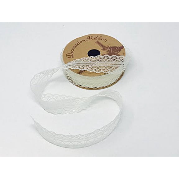 AK-Trading 1" wide x 25 yards Ivory Floral Pattern Lace Ribbon for Decorating, Floral Designing and Crafts (Red)