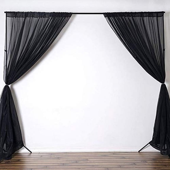 AK-Trading 115" x 120" Black Chiffon Drapes Panels for Wedding Events & Decor- Backdrop Draping Curtains