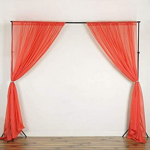 AK-Trading 115" x 120" Coral Chiffon Drapes Panels for Wedding Events & Decor- Backdrop Draping Curtains