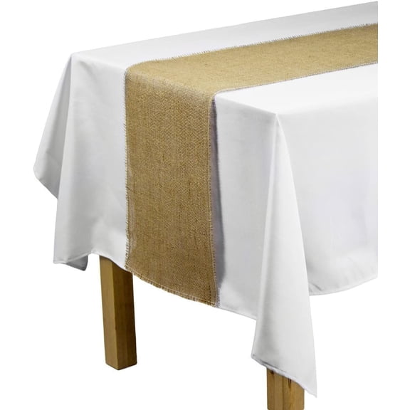 AK-Trading 12.5" x 96" Natural Burlap Jute Table Runner with Fringe Edge