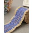 thumbnail image 1 of AK-Trading 2.5" Wide x 10 Yards Long Natural Burlap Craft Ribbon with Lace (Jute Ribbon, Burlap Tape, Rustic Decor) with Royal Blue Lace, 1 of 5