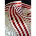 thumbnail image 1 of AK-Trading 2.5" x 10 Yards Metallic Striped Gift Wrap & Craft Ribbon - Red & Ivory, 1 of 2