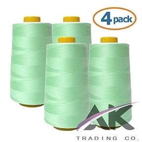 AK Trading 4-Pack Aqua All Purpose Sewing Thread Cones (6000 Yards Each) of High Tensile Polyester Thread Spools for Sewing, Quilting, Serger Machines, Overlock, Merrow & Hand Embroidery.