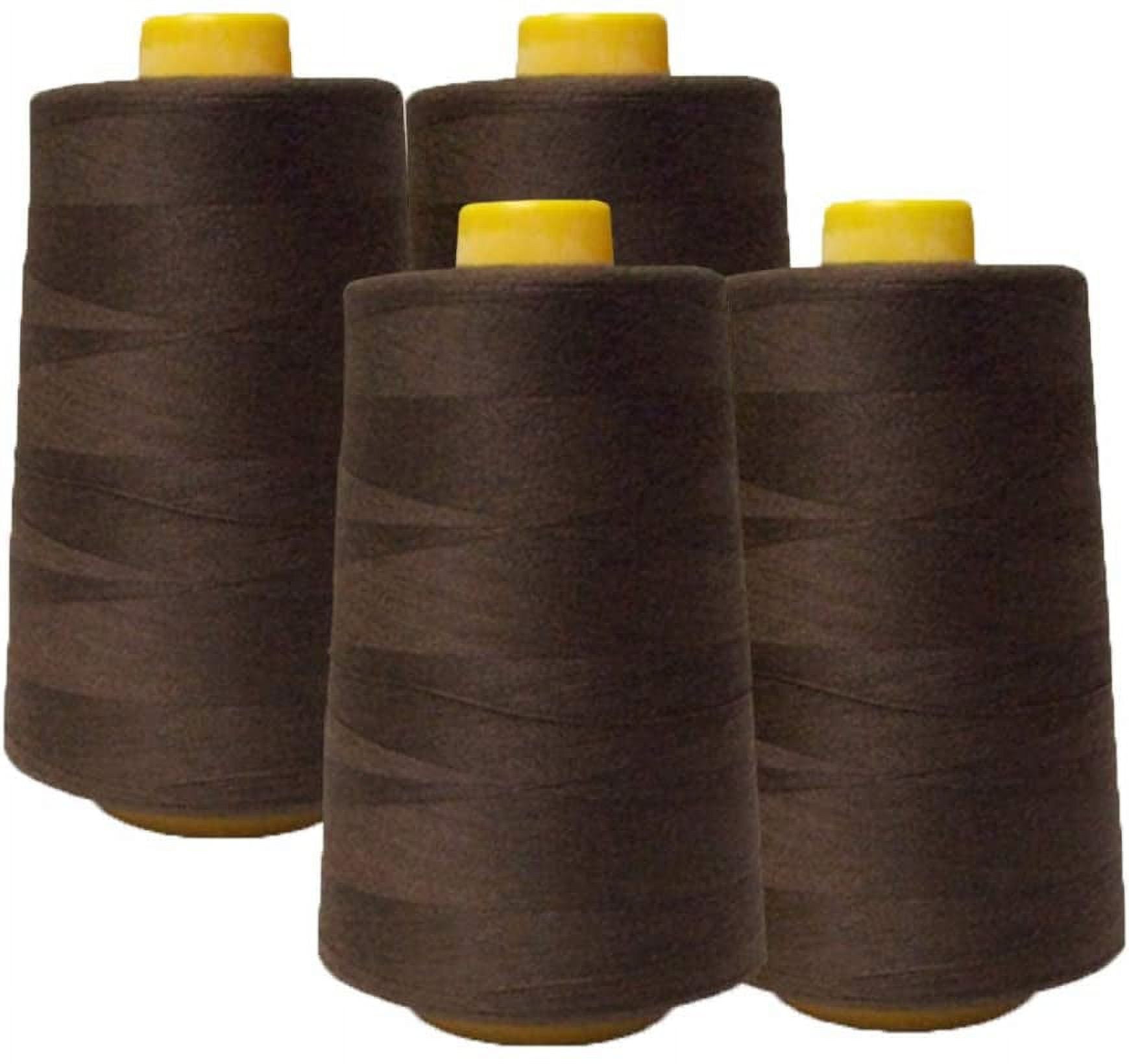 AK Trading 4-Pack Brown All Purpose Sewing Thread Cones (6000 Yards Each) of High Tensile Polyester Thread Spools for Sewing, Quilting, Serger Machines, Overlock, Merrow & Hand Embroidery.