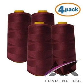 AK Trading 4-Pack Burgundy All Purpose Sewing Thread Cones (6000 Yards Each) of High Tensile Polyester Thread Spools for Sewing, Quilting, Serger Machines, Overlock, Merrow & Hand Embroidery.