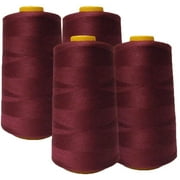 AK Trading 4-Pack Burgundy All Purpose Sewing Thread Cones 6000 Yards Each of High Tensile Polyester Thread Spools for Sewing, Quilting, Serger Machines, Overlock, Merrow & Hand Embroidery.