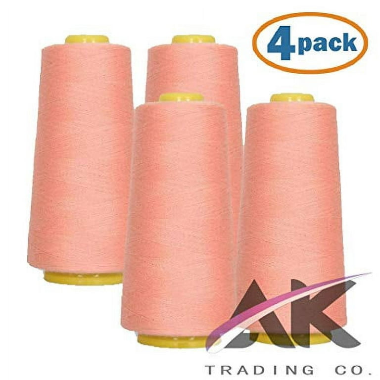 AK Trading 4-Pack Dark Peach All Purpose Sewing Thread Cones (6000 Yards Each) of High Tensile Polyester Thread Spools for Sewing, Quilting, Serger
