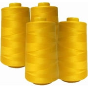 AK Trading 4-Pack Gold All Purpose Sewing Thread Cones (6000 Yards Each) of High Tensile Polyester Thread Spools for Sewing, Serger Machines, Quilting, Overlock, Merrow and Hand Embroidery