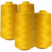 AK Trading 4-Pack Gold All Purpose Sewing Thread Cones 6000 Yards Each of High Tensile Polyester Thread Spools for Sewing, Serger Machines, Quilting, Overlock, Merrow and Hand Embroidery
