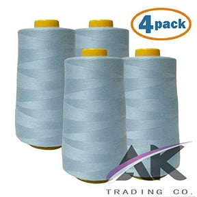 AK Trading 4-Pack Light Blue All Purpose Sewing Thread Cones (6000 Yards Each) of High Tensile Polyester Thread Spools for Sewing, Quilting, Serger Machines, Overlock, Merrow & Hand Embroidery