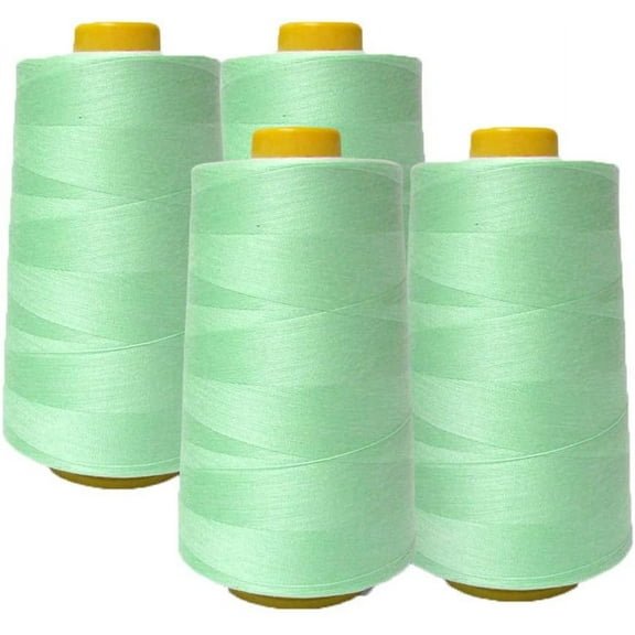 AK Trading 4-Pack Lime Green All Purpose Sewing Thread Cones (6000 Yards Each) of High Tensile Polyester Thread Spools for Sewing, Quilting, Serger Machines, Overlock, Merrow & Hand Embroidery