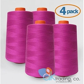 AK-Trading 4-Pack Magenta Serger Cone Thread (6000 Yards Each) of Polyester Thread for Sewing, Quilting, Serger #842