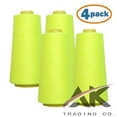 thumbnail image 1 of AK Trading 4-Pack NEON Yellow All Purpose Sewing Thread Cones (6000 Yards Each) of High Tensile Polyester Thread Spools for Sewing, Quilting, Serger Machines, Overlock, Merrow & Embroidery., 1 of 7