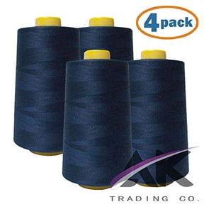AK Trading 4-Pack Navy Blue All Purpose Sewing Thread Cones (6000 Yards Each) of High Tensile Polyester Thread Spools for Sewing, Quilting, Serger Machines, Overlock, Merrow & Hand Embroidery.
