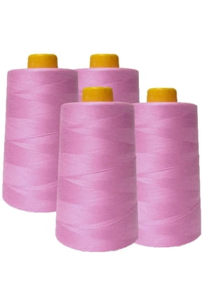 AK Trading 4-Pack Rose Pink All Purpose Sewing Thread Cones (6000 Yards Each) of High Tensile Polyester Thread Spools for Sewing, Quilting, Serger Machines, Overlock, Merrow & Hand Embroidery.