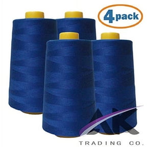 AK Trading 4-Pack Royal Blue All Purpose Sewing Thread Cones (6000 Yards Each) of High Tensile Polyester Thread Spools for Sewing, Quilting, Serger Machines, Overlock, Merrow & Hand Embroidery