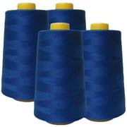AK Trading 4-Pack Royal Blue All Purpose Sewing Thread Cones 6000 Yards Each of High Tensile Polyester Thread Spools for Sewing, Quilting, Serger Machines, Overlock, Merrow & Hand Embroidery