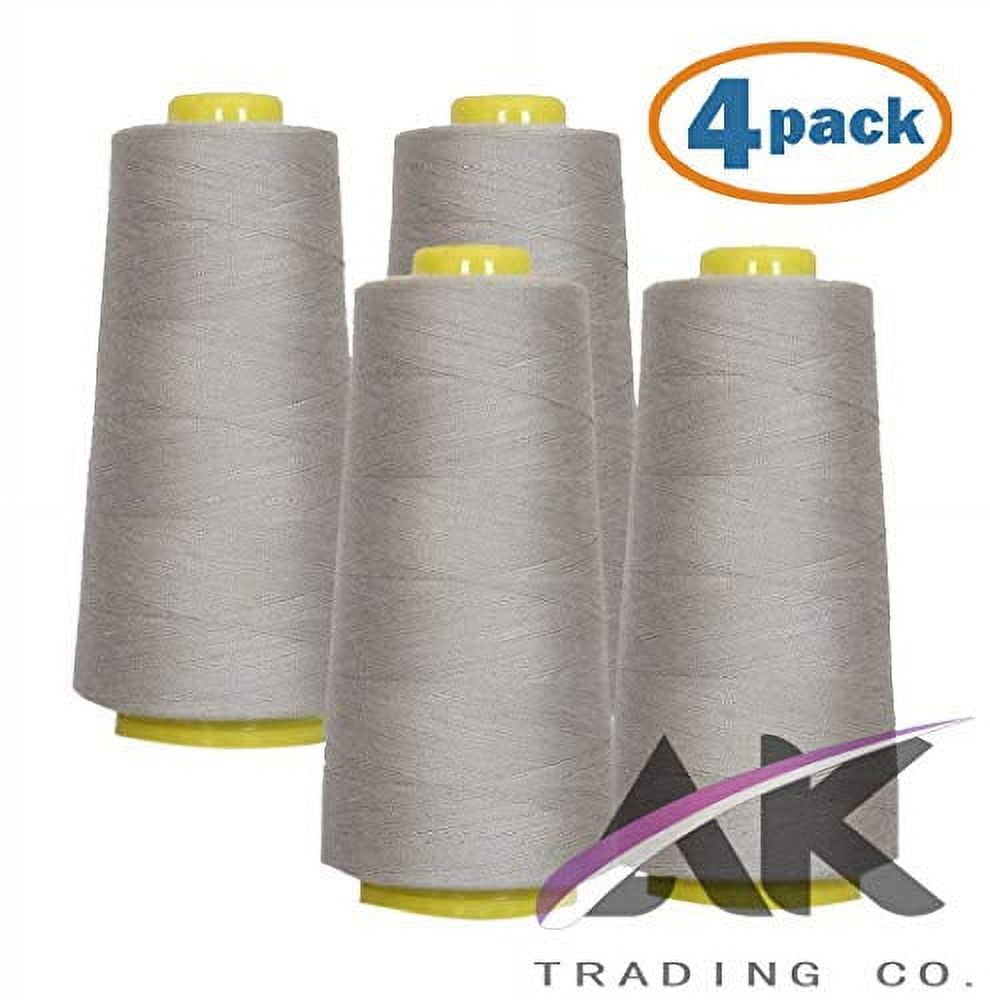 AK Trading 4-Pack Silver All Purpose Sewing Thread Cones 6000 Yards ...
