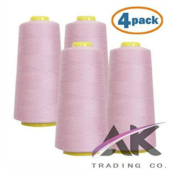 AK Trading 4-Pack Violet All Purpose Sewing Thread Cones (6000 Yards Each) of High Tensile Polyester Thread Spools for Sewing, Quilting, Serger Machines, Overlock, Merrow & Hand Embroidery.
