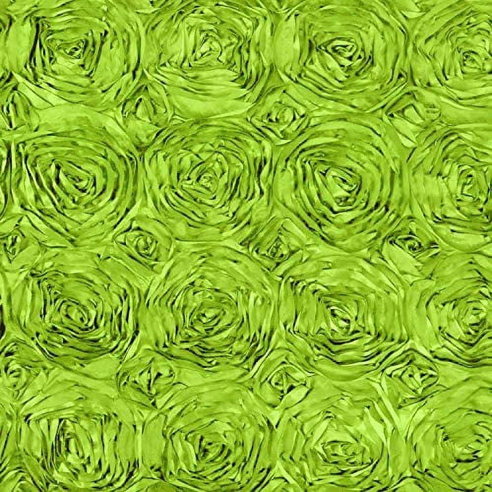 AK Trading 54-Inch Wide Premium Satin Rosette 3D Rose Design Ribbon Fabric (Apple Green, 5 Yards)