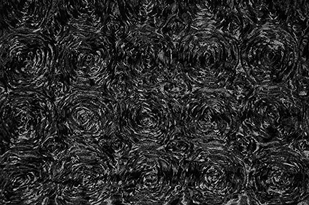 AK Trading 54-Inch Wide Premium Satin Rosette 3D Rose Design Ribbon Fabric (Black, 5 Yards)
